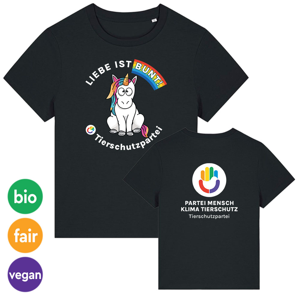 T-Shirt »Einhorn Liebe« femininer Schnitt XS schwarz