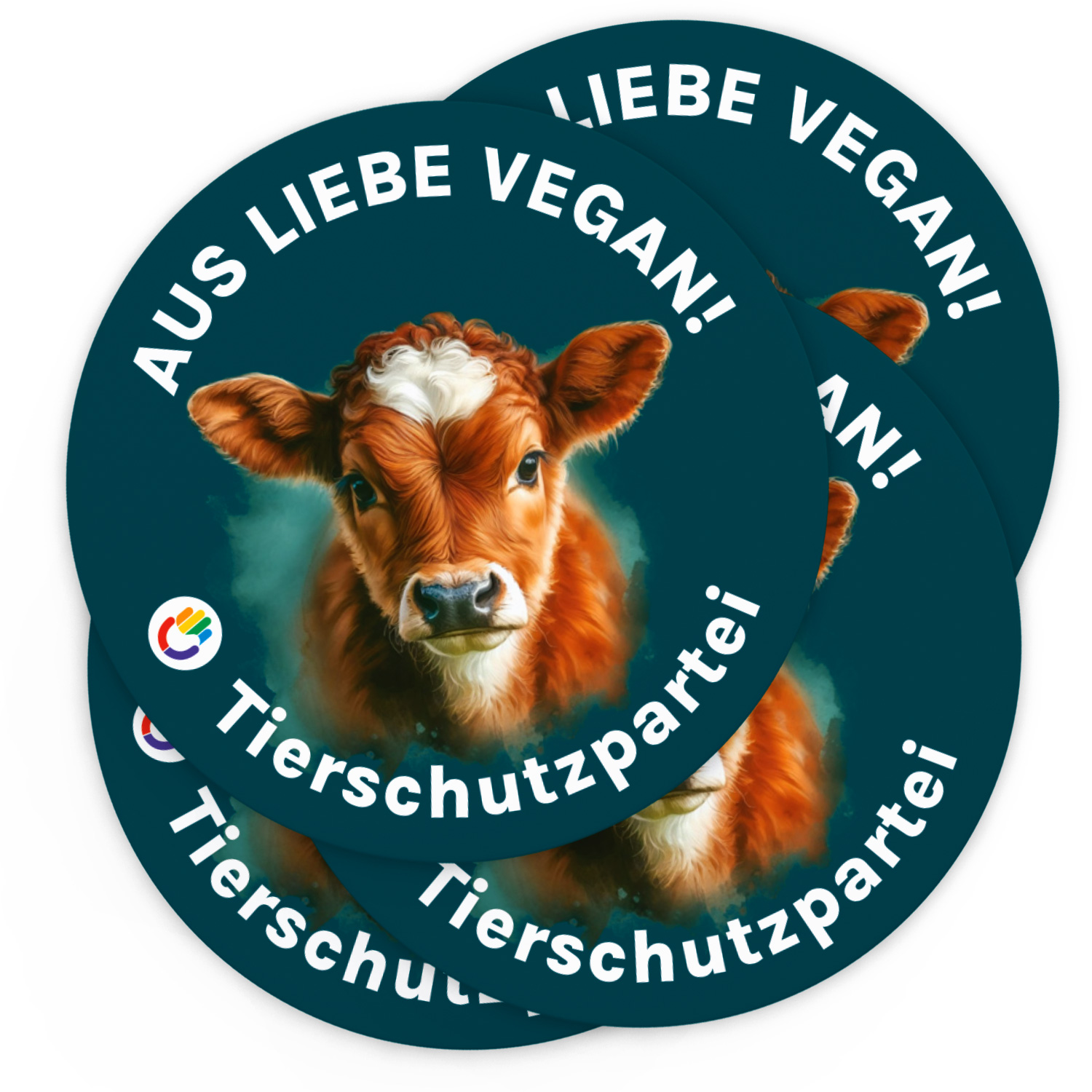 Aufkleber »Aus Liebe vegan (Kuh)« (Ø 9,5 cm)