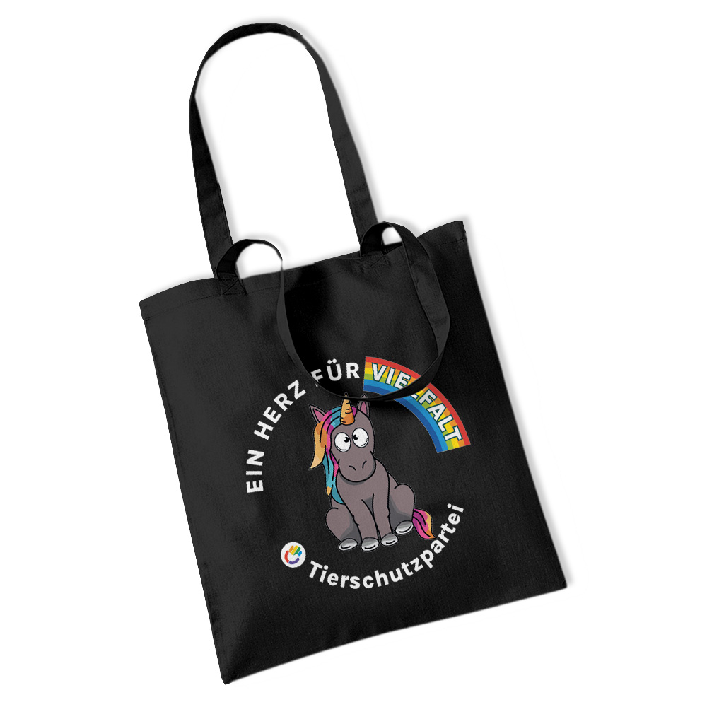 Einkaufstasche / "Jute"-Beutel »Einhorn Vielfalt« black