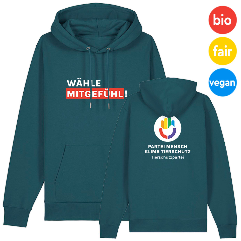 Hoodie »Wähle Mitgefühl + Logo« XS petrol