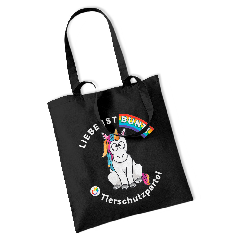 Einkaufstasche / "Jute"-Beutel »Einhorn Liebe« black