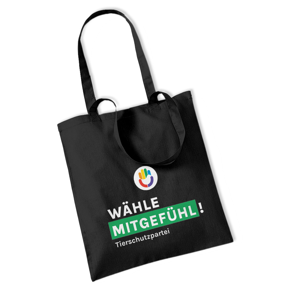 Einkaufstasche / "Jute"-Beutel »Wähle Mitgefühl« black grün