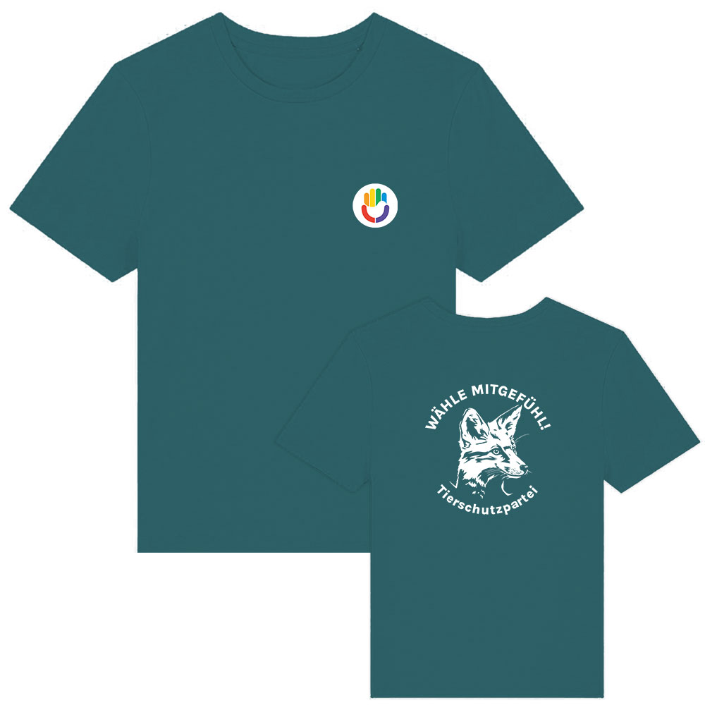 T-Shirt »Signet + Fuchs« femininer Schnitt XS petrol weiß